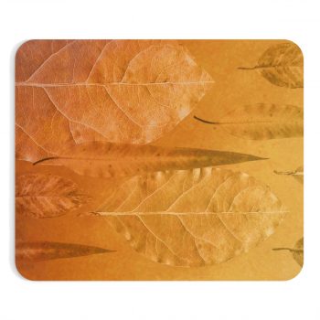 Mousepad Golden Brown Leaf Print Beige Gold Nature Art Print Old Antique Vintage