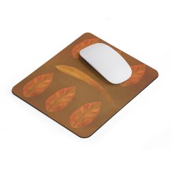 Mousepad Green Brown Leaves Leaf Print Beige Nature Art Print Old Antique