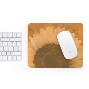 Mousepad Large Sunflower Flower Art Print Old Antique Vintage Beige Yellow Brown