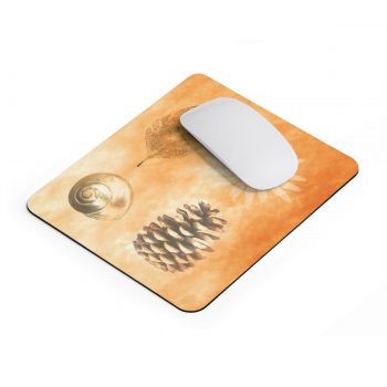 Mousepad Pine Cone Leaf Shell Flower Print Beige Gold Brown Nature Art Print Old Antique Vintage