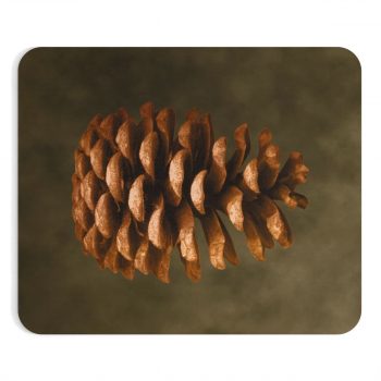 Mousepad Pine Cone Print Beige Green Brown Nature Art Print Old Antique Vintage