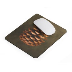 Mousepad Pine Cone Print Beige Green Brown Nature Art Print Old Antique Vintage