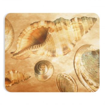 Mousepad Sea Shells Seashells Ocean Cream Beige Brown Gold Art Print Old Antique Vintage