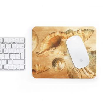 Mousepad Sea Shells Seashells Ocean Cream Beige Brown Gold Art Print Old Antique Vintage