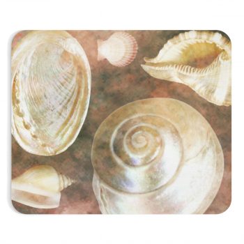 Mousepad Sea Shells Seashells Ocean Grey Silver Beige Sand Art Print Old Antique Vintage