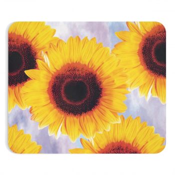 Mousepad Sunflowers Flower Art Print Old Antique Vintage Blue Yellow Brown