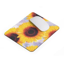 Mousepad Sunflowers Flower Art Print Old Antique Vintage Blue Yellow Brown