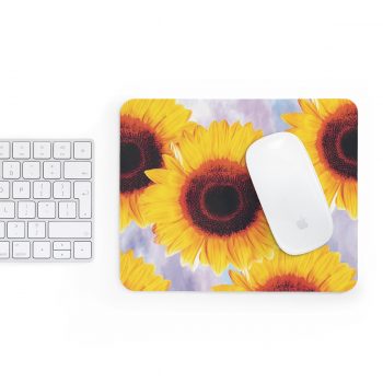 Mousepad Sunflowers Flower Art Print Old Antique Vintage Blue Yellow Brown