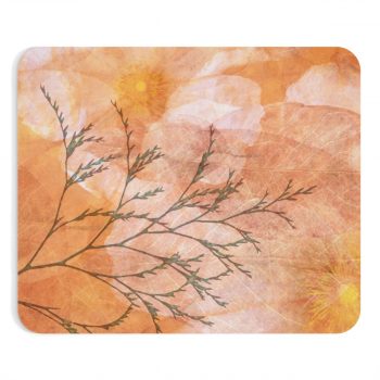 Mousepad Wheat Field Flowers Print Beige Landscape Nature Art Print Old Antique Vintage