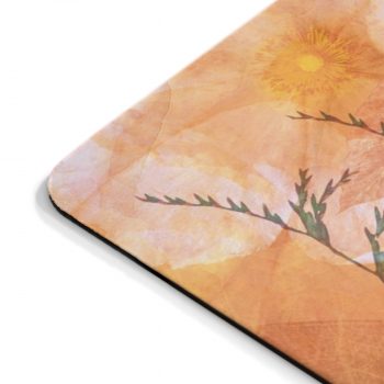 Mousepad Wheat Field Flowers Print Beige Landscape Nature Art Print Old Antique Vintage