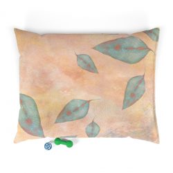 Pet Bed Colorful Blue Leaves Leaf Beige Cream Coral Brown Art Print Old Antique Vintage