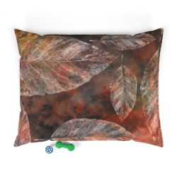 Pet Bed Colorful Leaves Leaf Print Grey Beige Cream Brown Nature Art Print Old Antique Vintage