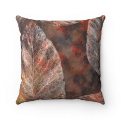 Spun Polyester Square Pillow Colorful Leaves Leaf Print Grey Beige Cream Brown Nature Art Print Old Antique Vintage