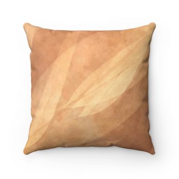 Spun Polyester Square Pillow Leaves Leaf Print Abstract Sand Brown Beige Cream Nature Art Print Old Antique Vintage