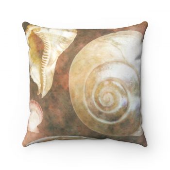 Spun Polyester Square Pillow Sea Shells Ocean Grey Silver Beige Sand Art Print Old Antique Vintage - Image 3