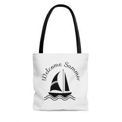 Tote Bag Quote Welcome Summer - Sailboat