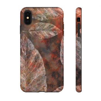 Tough Case Cell Phone Cover Colorful Leaves Leaf Print Grey Beige Cream Brown Nature Art Print Old Antique Vintage