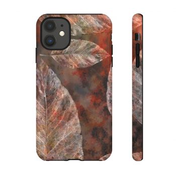 Tough Case Cell Phone Cover Colorful Leaves Leaf Print Grey Beige Cream Brown Nature Art Print Old Antique Vintage