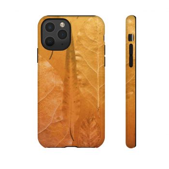 Tough Case Cell Phone Cover Golden Brown Leaf Print Beige Gold Nature Art Print Old Antique Vintage