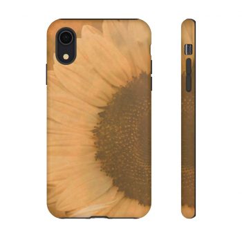 Tough Case Cell Phone Cover Large Sunflower Flower Art Print Old Antique Vintage Beige Yellow Brown