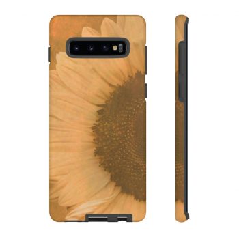 Tough Case Cell Phone Cover Large Sunflower Flower Art Print Old Antique Vintage Beige Yellow Brown