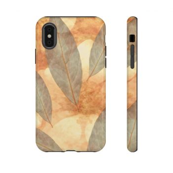 Tough Case Cell Phone Cover Leaves Leaf Print Blue Beige Cream Nature Art Print Old Antique Vintage