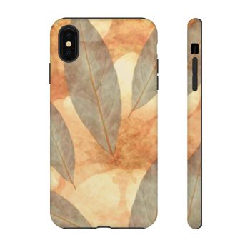 Tough Case Cell Phone Cover Leaves Leaf Print Blue Beige Cream Nature Art Print Old Antique Vintage