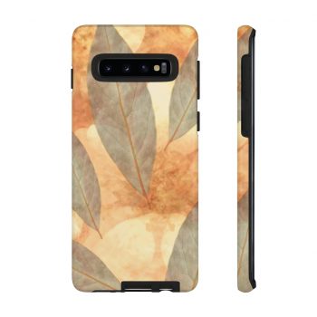 Tough Case Cell Phone Cover Leaves Leaf Print Blue Beige Cream Nature Art Print Old Antique Vintage