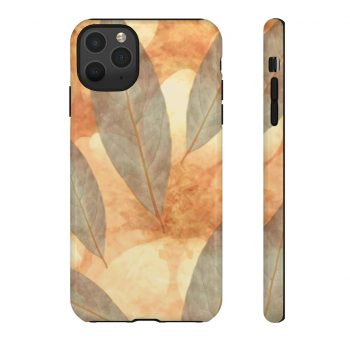 Tough Case Cell Phone Cover Leaves Leaf Print Blue Beige Cream Nature Art Print Old Antique Vintage