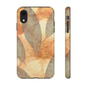 Tough Case Cell Phone Cover Leaves Leaf Print Blue Beige Cream Nature Art Print Old Antique Vintage