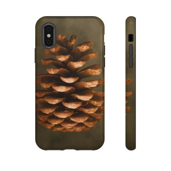 Tough Case Cell Phone Cover Pine Cone Print Beige Green Brown Nature Art Print Old Antique Vintage