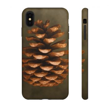 Tough Case Cell Phone Cover Pine Cone Print Beige Green Brown Nature Art Print Old Antique Vintage