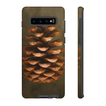 Tough Case Cell Phone Cover Pine Cone Print Beige Green Brown Nature Art Print Old Antique Vintage