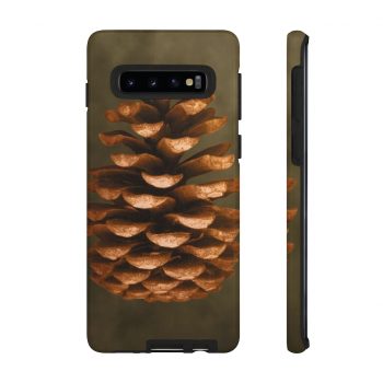 Tough Case Cell Phone Cover Pine Cone Print Beige Green Brown Nature Art Print Old Antique Vintage