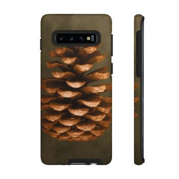 Tough Case Cell Phone Cover Pine Cone Print Beige Green Brown Nature Art Print Old Antique Vintage