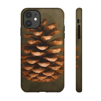 Tough Case Cell Phone Cover Pine Cone Print Beige Green Brown Nature Art Print Old Antique Vintage