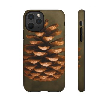 Tough Case Cell Phone Cover Pine Cone Print Beige Green Brown Nature Art Print Old Antique Vintage