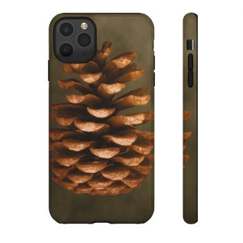 Tough Case Cell Phone Cover Pine Cone Print Beige Green Brown Nature Art Print Old Antique Vintage