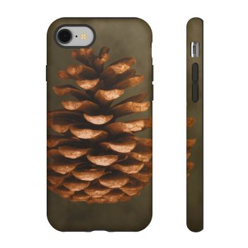 Tough Case Cell Phone Cover Pine Cone Print Beige Green Brown Nature Art Print Old Antique Vintage