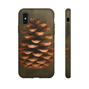 Tough Case Cell Phone Cover Pine Cone Print Beige Green Brown Nature Art Print Old Antique Vintage