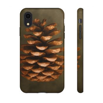 Tough Case Cell Phone Cover Pine Cone Print Beige Green Brown Nature Art Print Old Antique Vintage