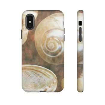 Tough Case Cell Phone Cover Sea Shells Seashells Ocean Grey Silver Beige Sand Art Print Old Antique Vintage