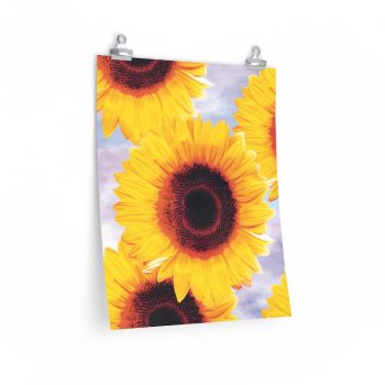 Wall Art Poster Sunflowers Flower Art Print Old Antique Vintage Blue Yellow Brown