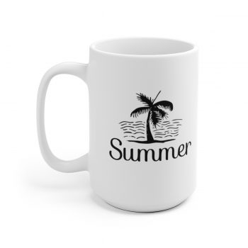 White Coffee Mug - Quote - Summer - Palm Tree Ocean