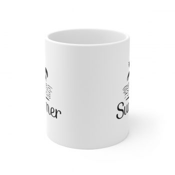 White Coffee Mug - Quote - Summer - Palm Tree Ocean