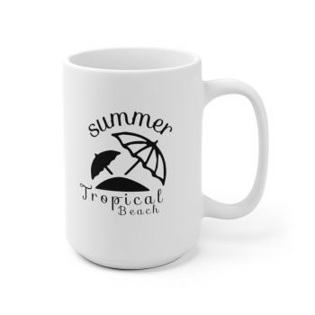 White Coffee Mug - Quote - Summer Tropical Beach