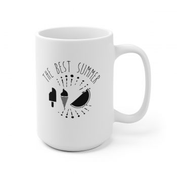 White Coffee Mug - Quote - The Best Summer - Ice Cream Popsicle Watermelon