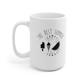 White Coffee Mug - Quote - The Best Summer - Ice Cream Popsicle Watermelon