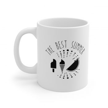 White Coffee Mug - Quote - The Best Summer - Ice Cream Popsicle Watermelon