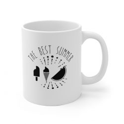 White Coffee Mug - Quote - The Best Summer - Ice Cream Popsicle Watermelon